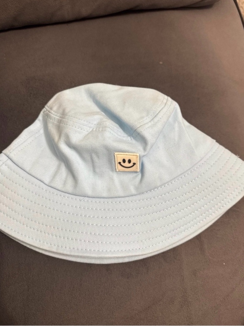Kids Light Blue Smiley Bucket Hat